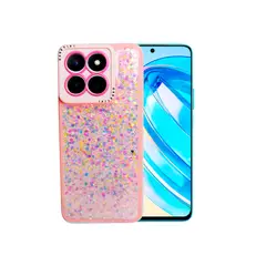 GENERICO - CARCASA PARA HONOR X8A 5G GLITTER INCLUYE POP SOCKET COLOR ROSA