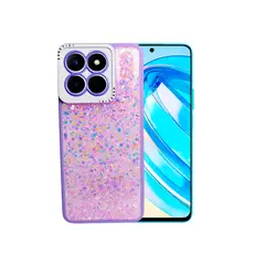 GENERICO - CARCASA PARA HONOR X8A 5G GLITTER INCLUYE POP SOCKET COLOR LILA