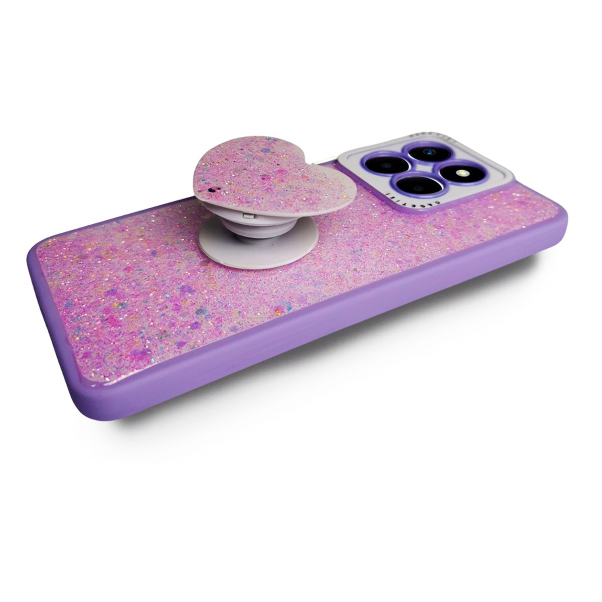 GENERICO - CARCASA PARA HONOR X8A 5G GLITTER INCLUYE POP SOCKET COLOR LILA