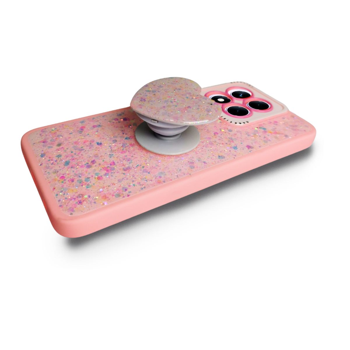 GENERICO - CARCASA PARA HONOR X6B 4G GLITTER INCLUYE POP SOCKET COLOR ROSA