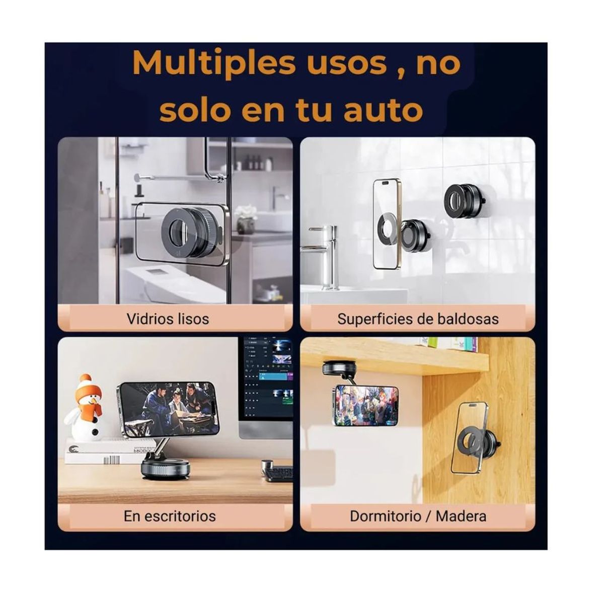 GENERICO - Soporte Magnético Giratorio 360 Con Ventosa De Vacío