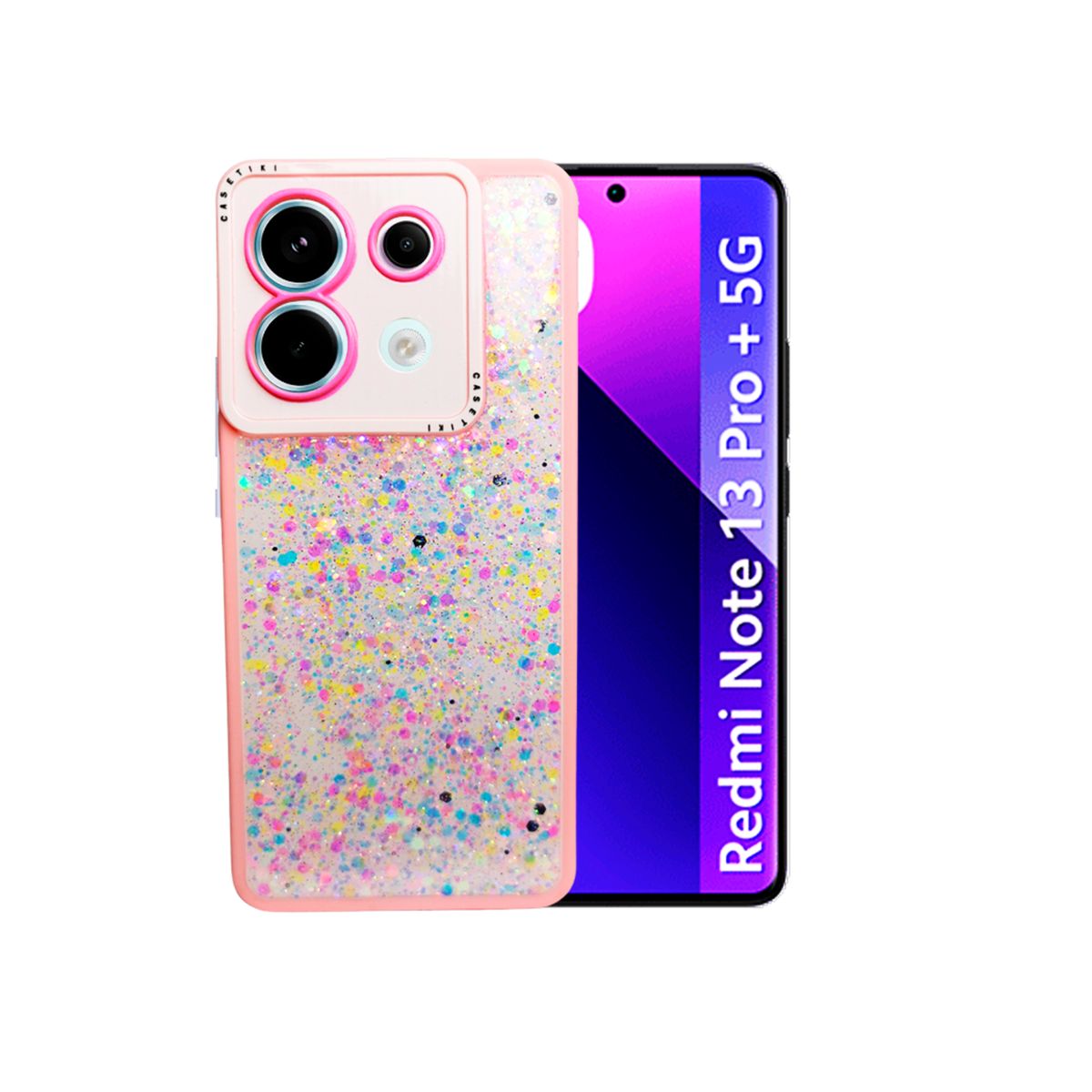 GENERICO - CARCASA PARA XIAOMI REDMI NOTE 13 PRO 5G GLITTER CON POP SOCKET ROSA