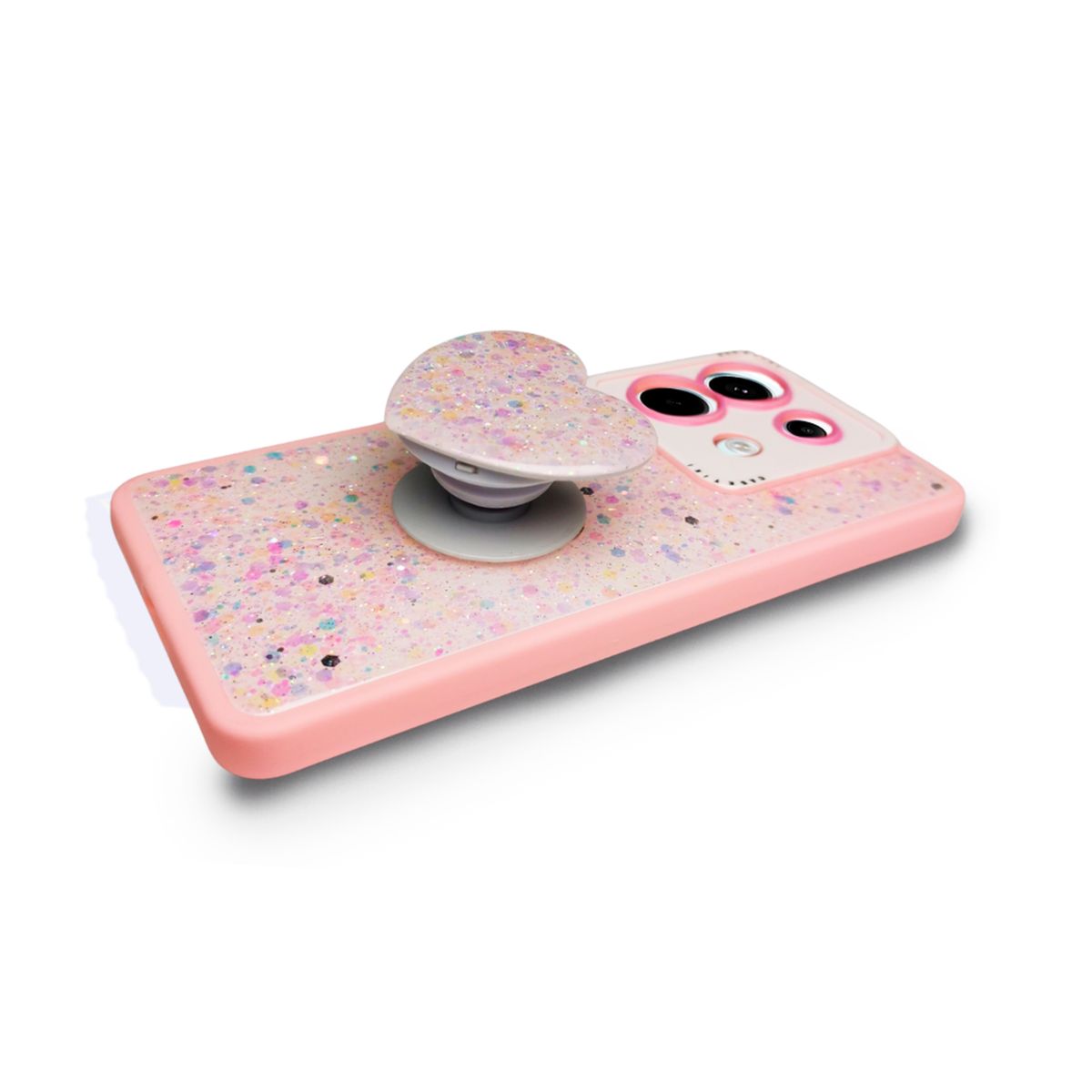 GENERICO - CARCASA PARA XIAOMI REDMI NOTE 13 PRO 5G GLITTER CON POP SOCKET ROSA
