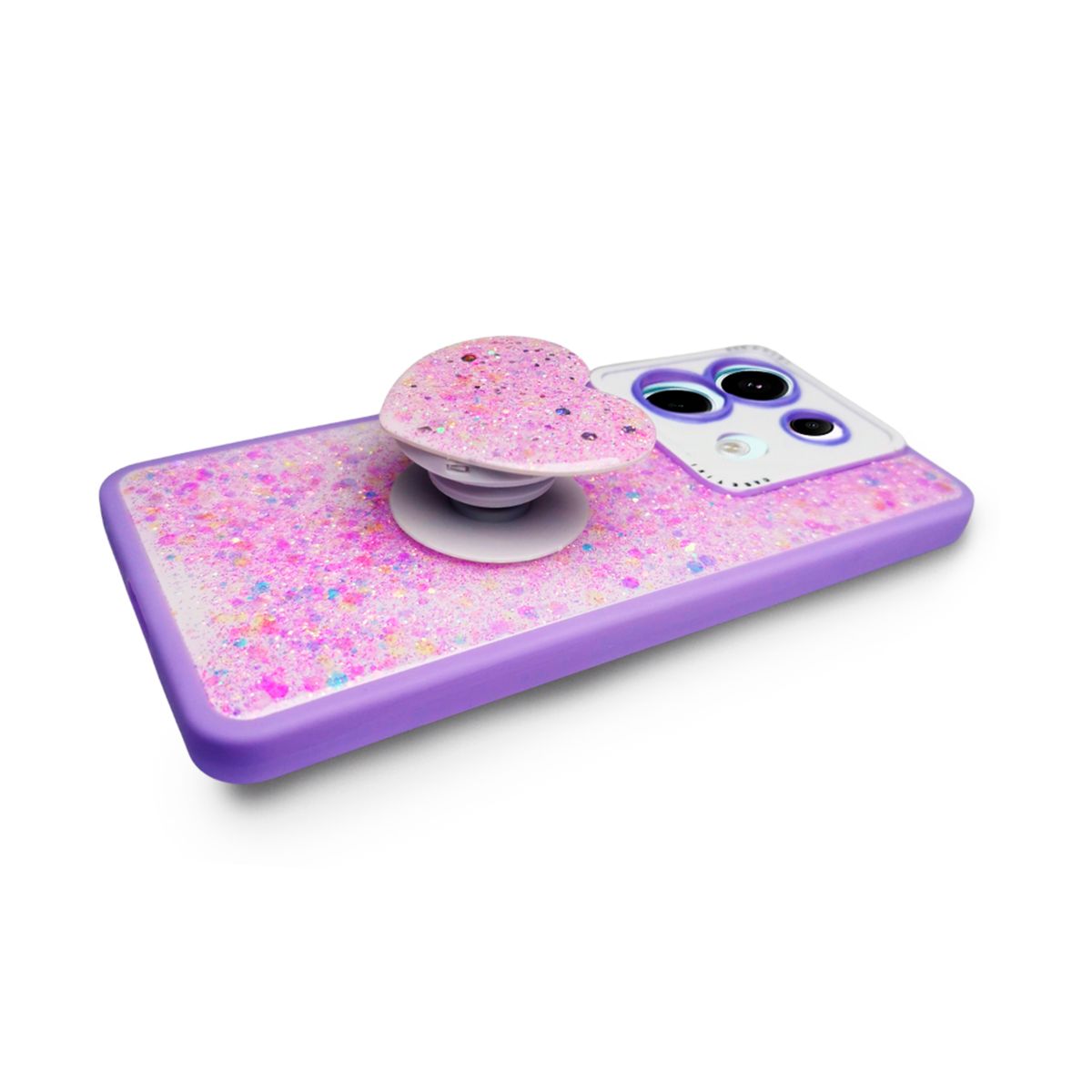 GENERICO - CARCASA PARA XIAOMI REDMI NOTE 13 PRO 5G GLITTER CON POP SOCKET LILA