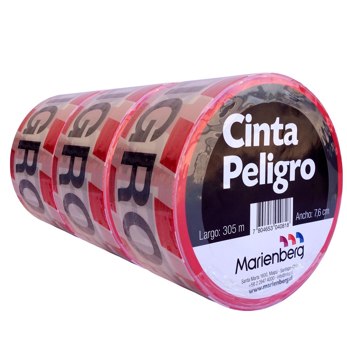 Cinta Peligro para Señalización 7,6x305m 3 unidades, marca MARIENBERG - Foto Principal