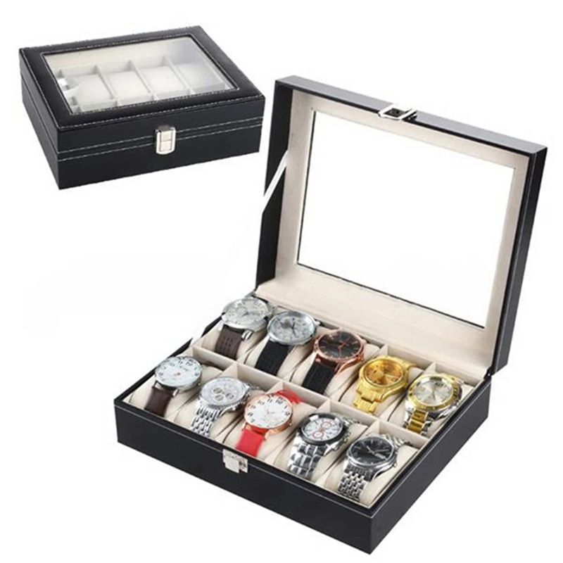 GENERICO - Organizador Estuche Caja 12 Relojes Exhibidor Elegante Joyas