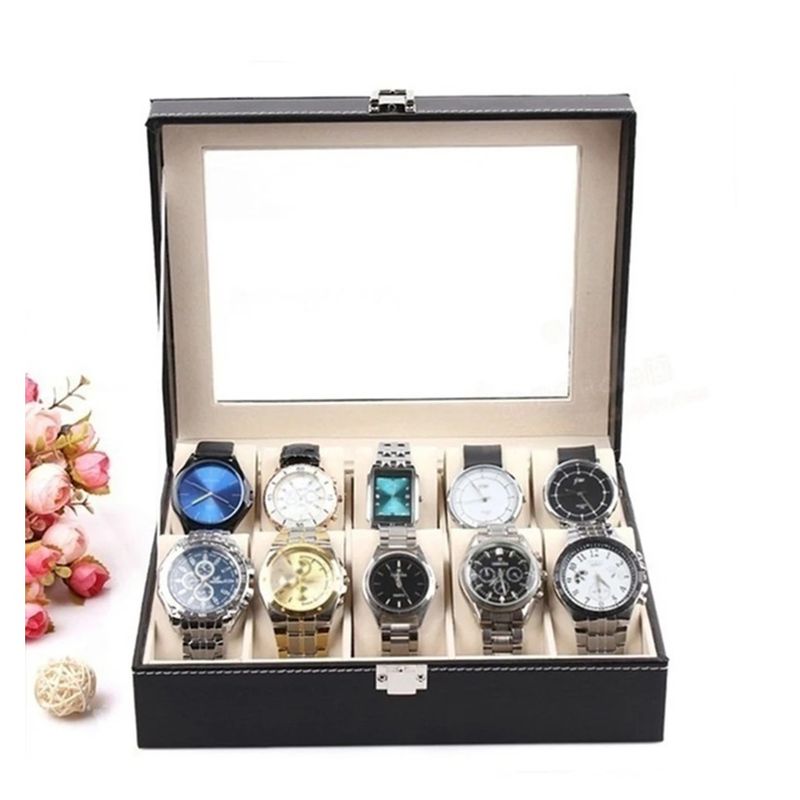 GENERICO - Organizador Estuche Caja 12 Relojes Exhibidor Elegante Joyas