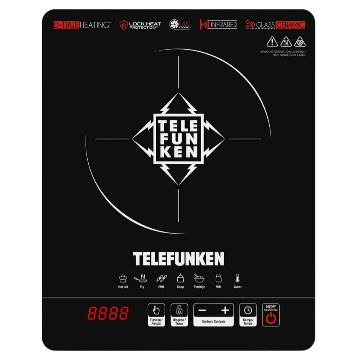 TELEFUNKEN - Cocina Electrica Digital 2000W Negro f-av8000