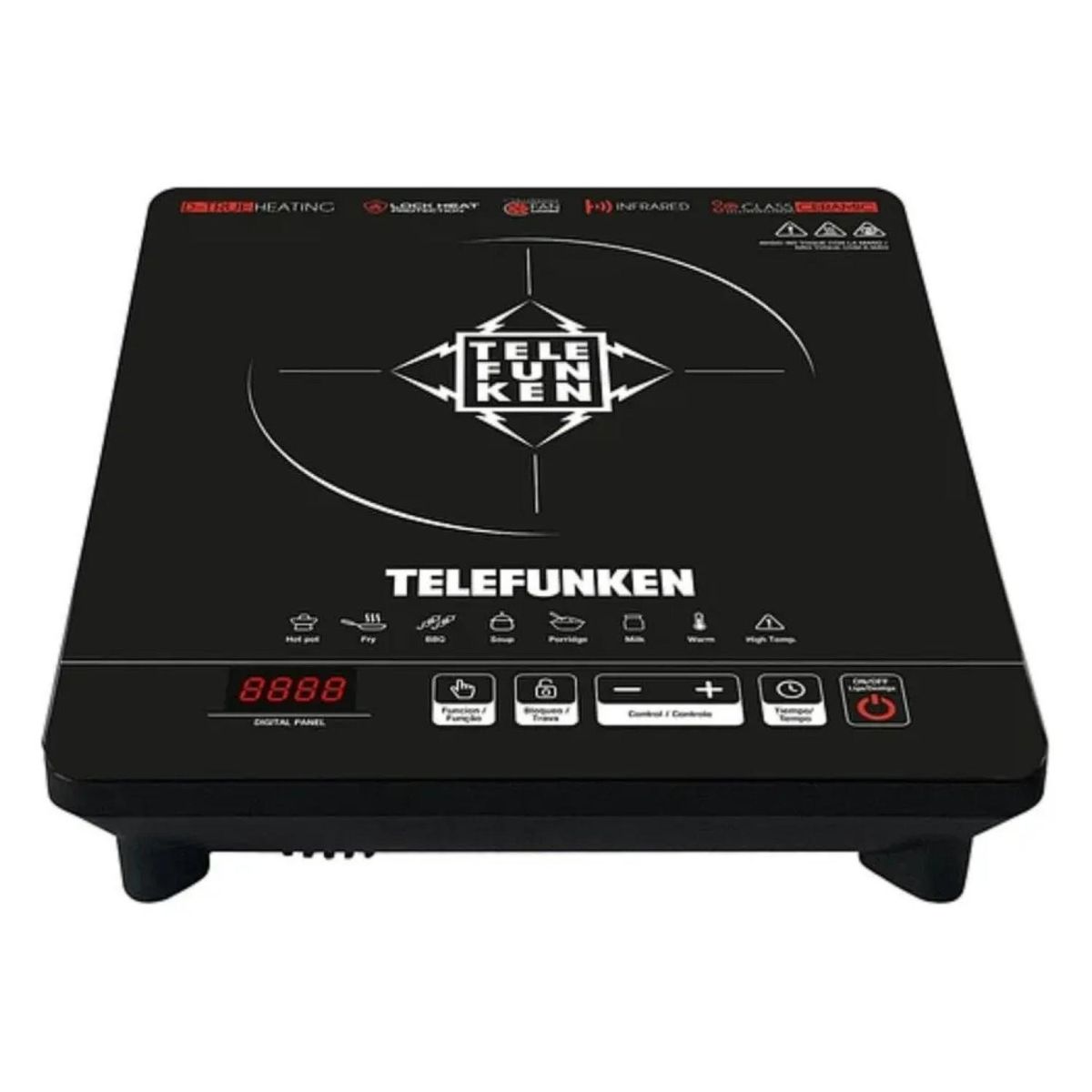 TELEFUNKEN - Cocina Electrica Digital 2000W Negro f-av8000