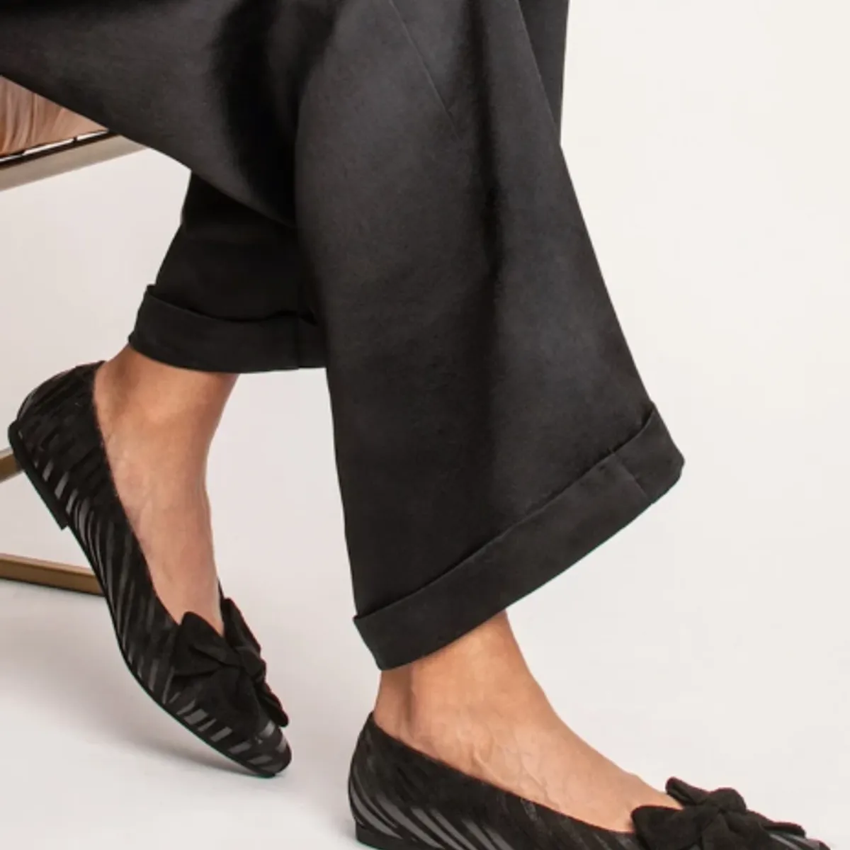 GANDARVA - Ballerina Mujer De Cuero Magnolia Negro Cebra