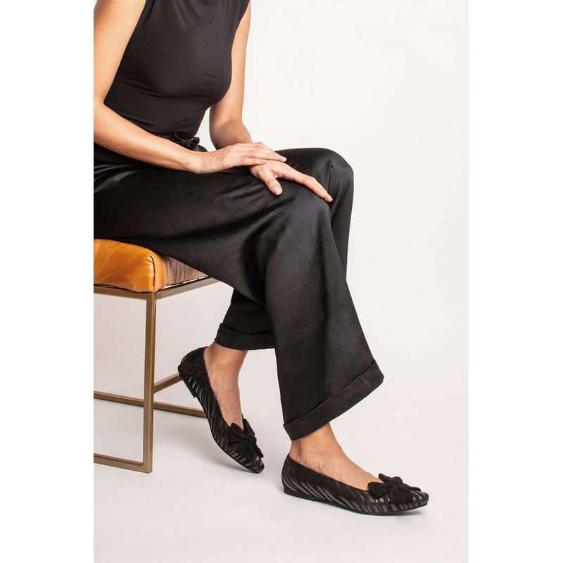 GANDARVA - Ballerina Mujer De Cuero Magnolia Negro Cebra