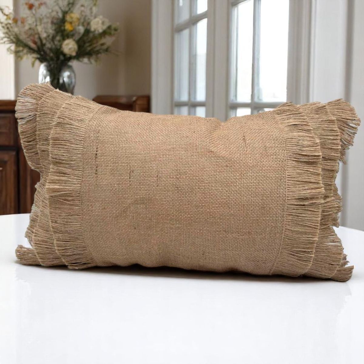 GENERICO - Pack de 02 Fundas De Cojin con detalles en yute 30x50cm md09