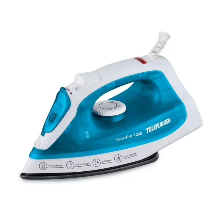 TELEFUNKEN Plancha A Vapor 1200W 210ml Celeste Steampro 1200