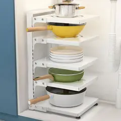 GENERICO - ORGANIZADOR DE COCINA ALAMCENAMIENTO DE OLLAS SARTENES BLANCO WM