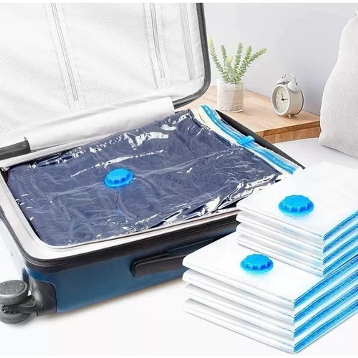 MUNDO MAGIA - 8 Bolsas Organizadoras Al Vacio Con Bomba Electrico 3 Tamaño