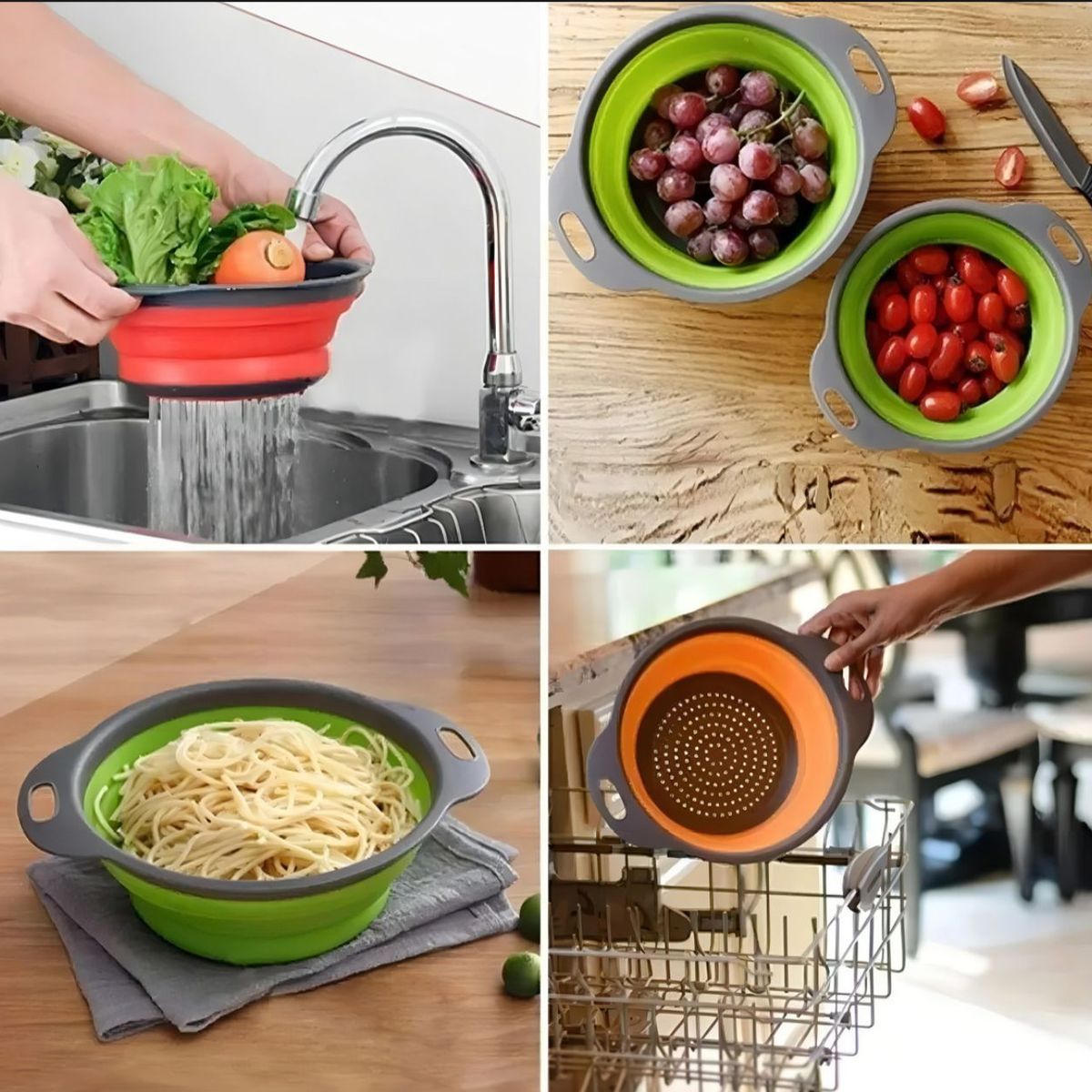 GENERICO - Colador Plegable De Silicona Escurridor De Alimentos