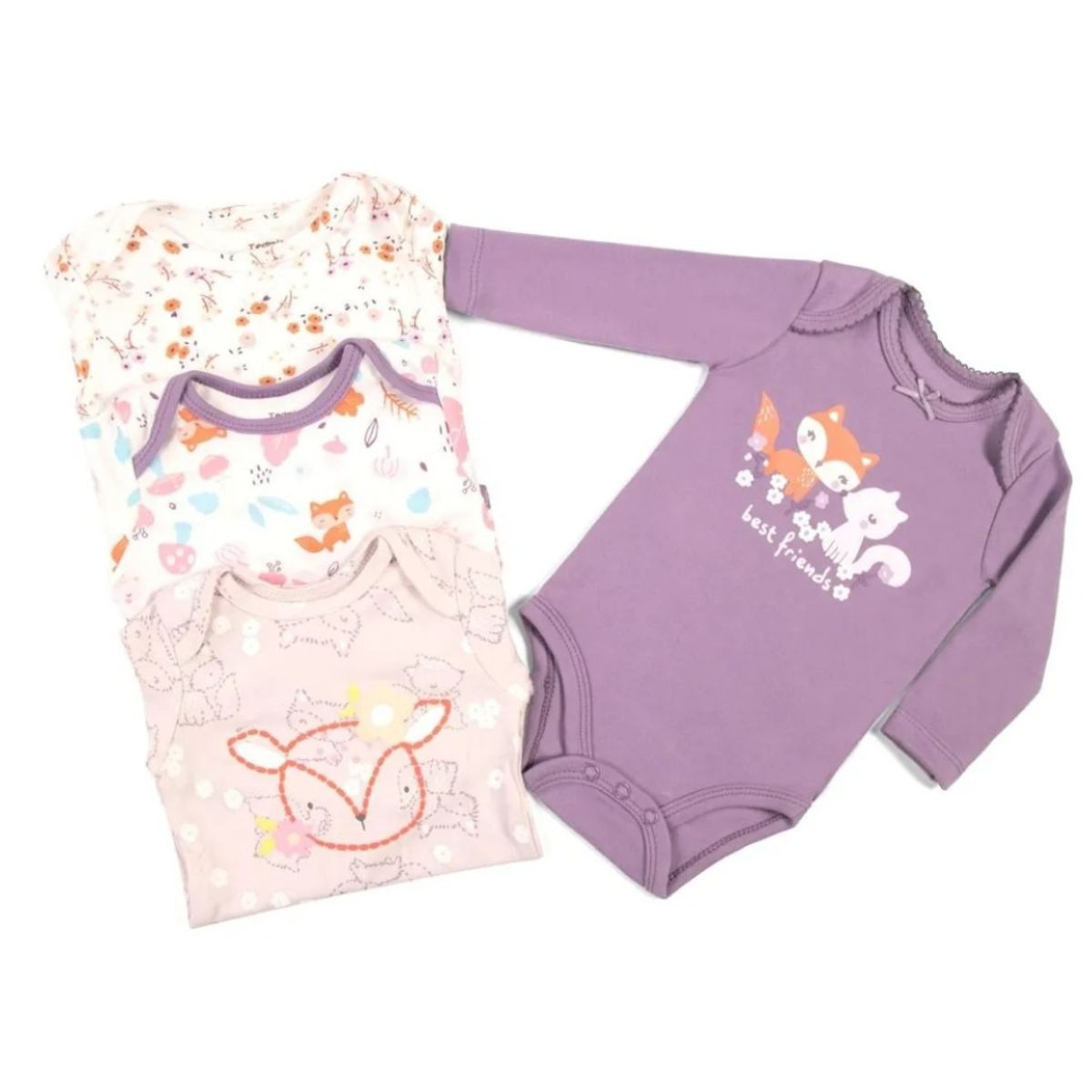 TEDMIMAK - Pack de 4 Bodies Zorrita bebé Niña