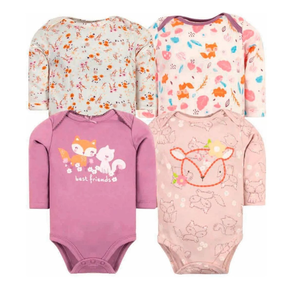 TEDMIMAK - Pack de 4 Bodies Zorrita bebé Niña