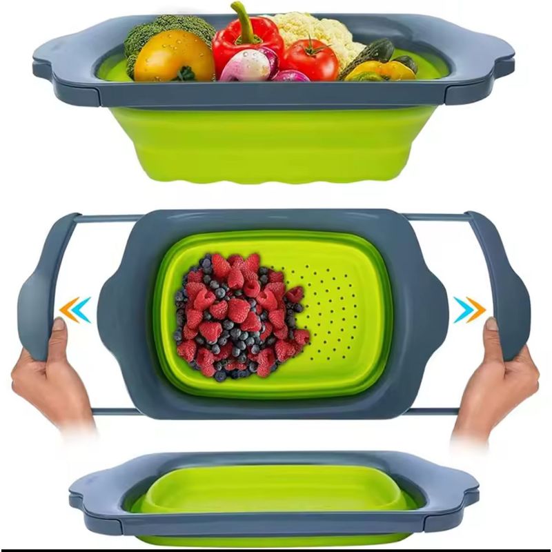 GENERICO - Colador Plegable De Silicona Escurridor De Alimentos 39cm