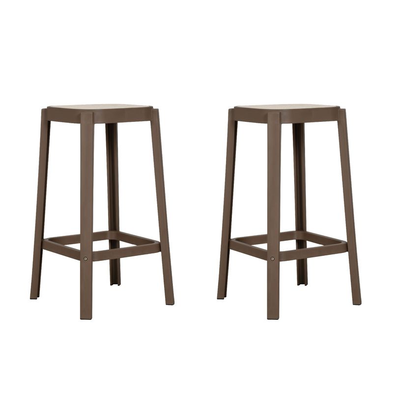 PLOS - Silla Piso Bar Taburete Pack x2 Altura 65 Cm Aliano Plos Gris Taupé