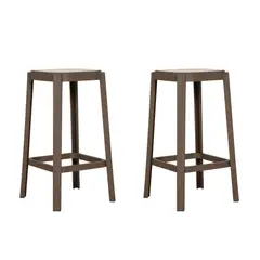 PLOS - Silla Piso Bar Taburete Pack x2 Altura 65 Cm Aliano Gris Taupé