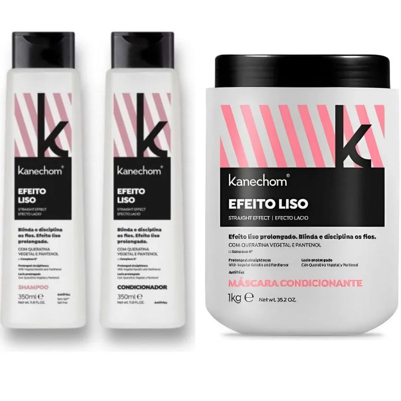 KANECHOM - Pack Kanechom Efeito Liso  Shampoo + Acondicionador + Mascarilla 1kg