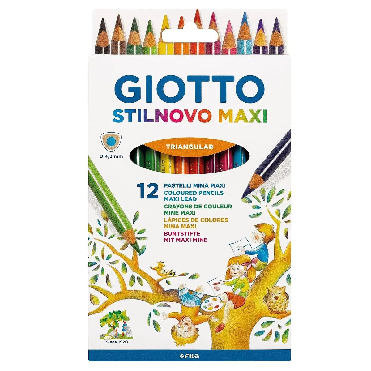 GIOTTO - Set 12 lápices de colores Maxi Triangular