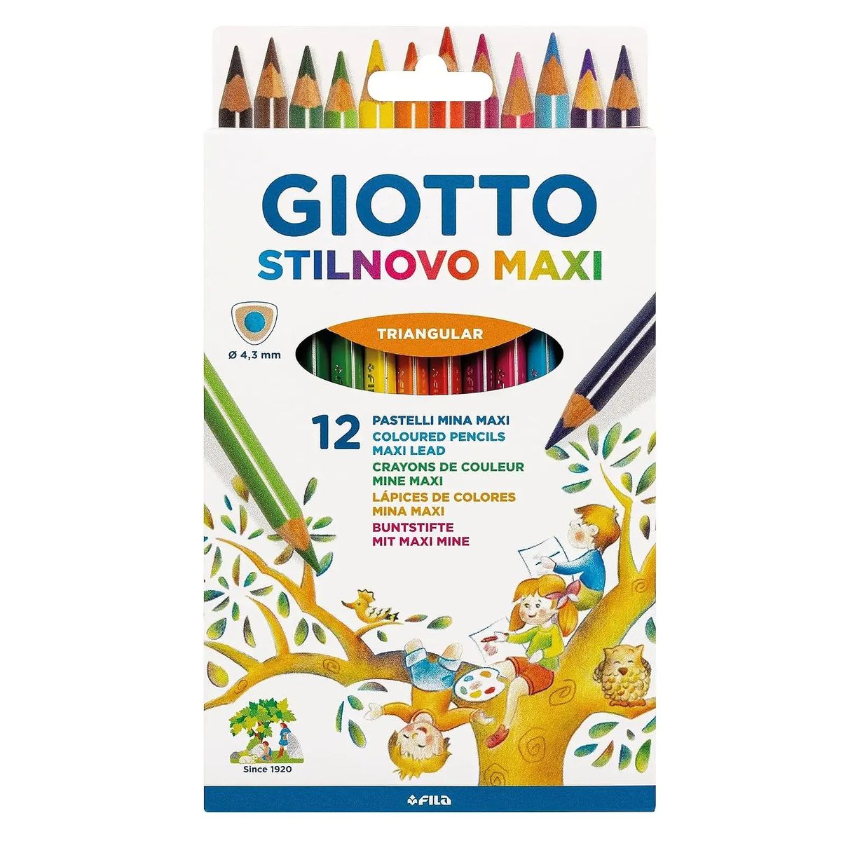 GIOTTO - Set 12 lápices de colores Maxi Triangular