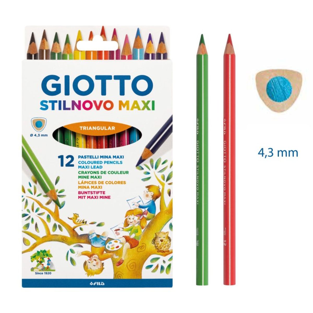 GIOTTO - Set 12 lápices de colores Maxi Triangular