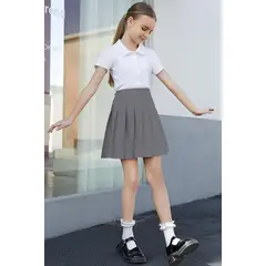 KOTTING - FALDA NIÑA ESCOLAR ALGODON COLEGIO GRIS