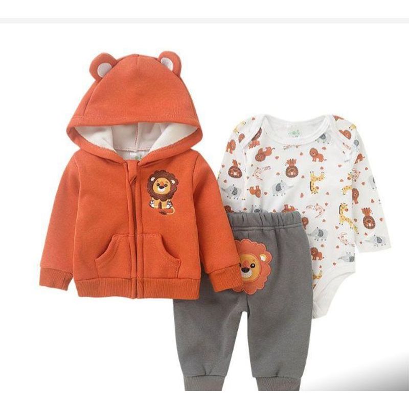 ENCANTO - Conjunto Buzo Bebe Algodón más Body León Café