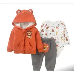 ENCANTO - Conjunto Buzo Bebe Algodón más Body León Café