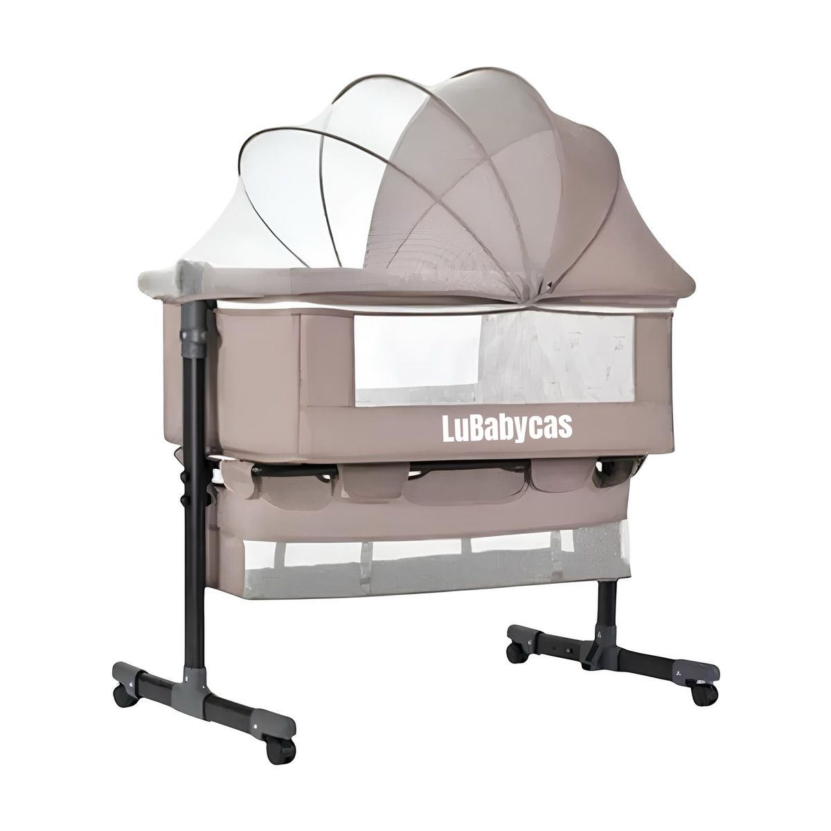 LUBABYCAS - Cuna Colecho One Con Mosquitero Colchón Cafe LuBabycas