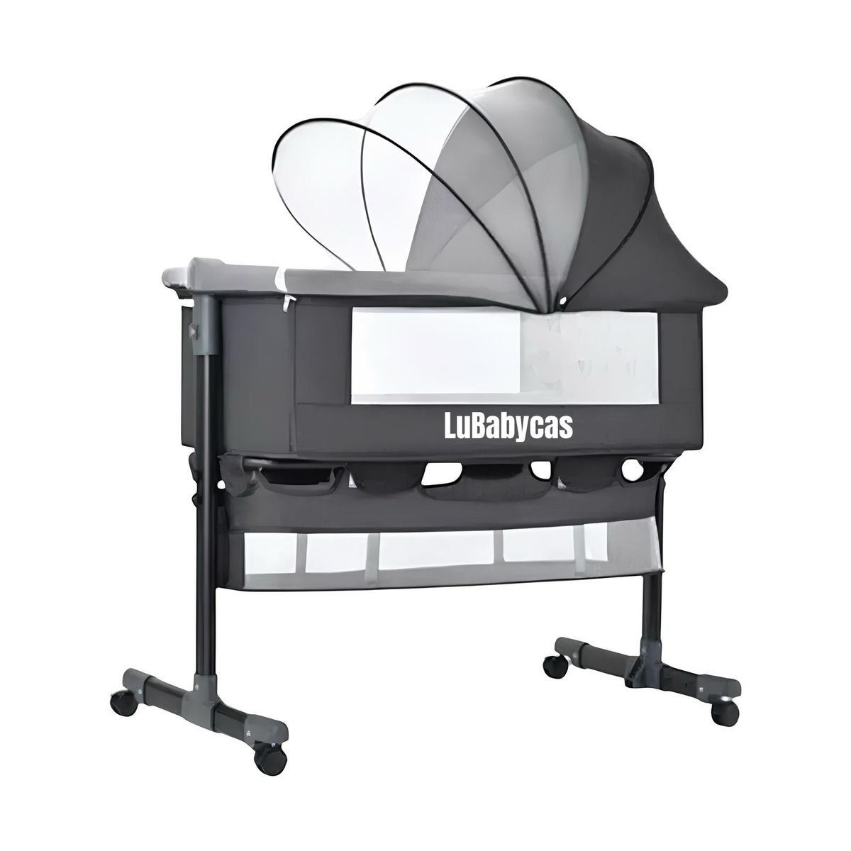 LUBABYCAS - Cuna Colecho One Con Mosquitero Colchón Gris LuBabycas