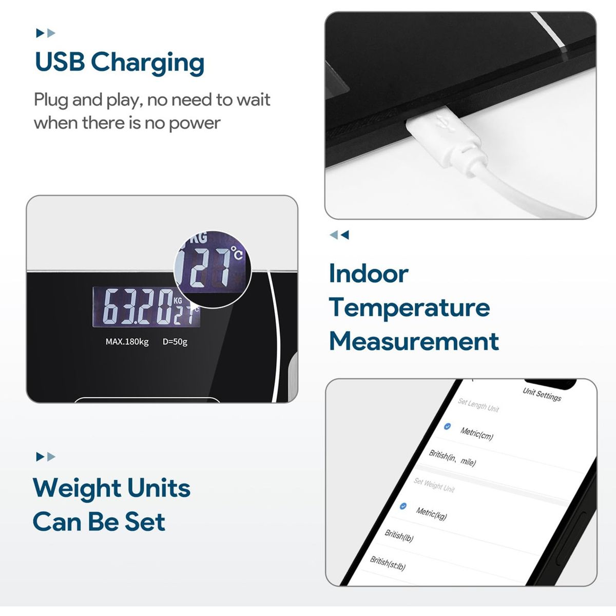 EVERSO - Balanza Pesa Digital Baño Inteligente Bluetooth Hasta 180kg