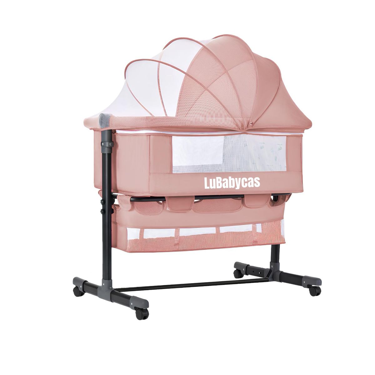LUBABYCAS - Cuna Colecho One Con Mosquitero Colchón Rosada LuBabycas