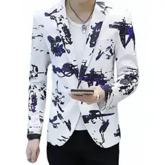 XPRESS RECHARGE - Blazer Con Estampado De Pajaro Floral Para Hombre