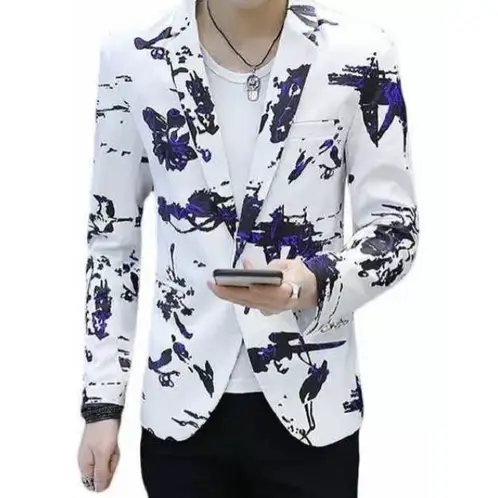 XPRESS RECHARGE - Blazer Con Estampado De Pajaro Floral Para Hombre