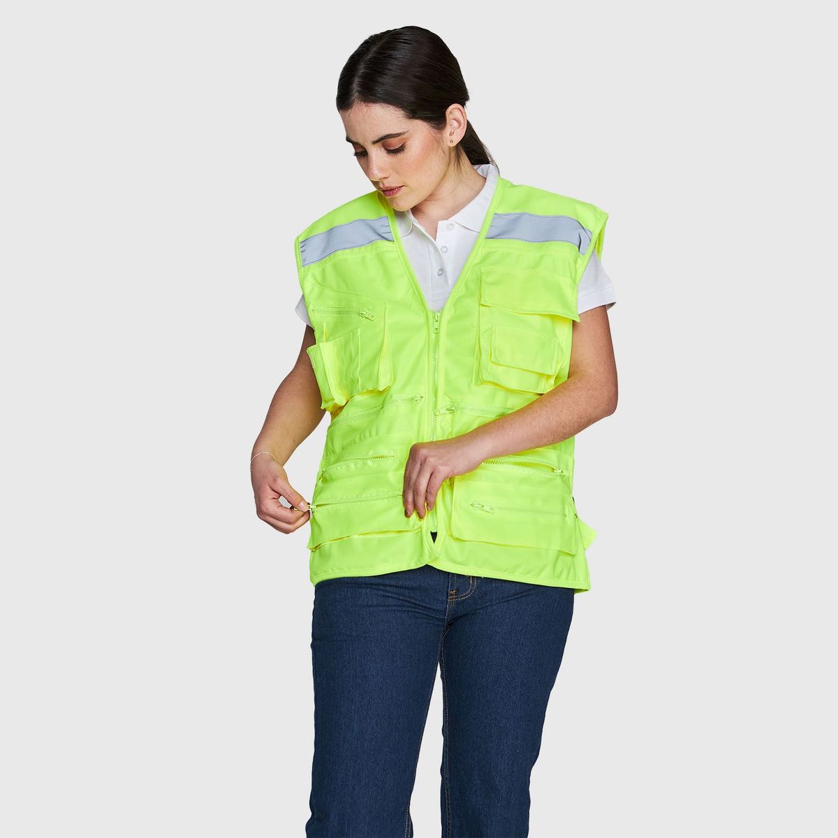 Chaleco Geologo Minero Alta Visibilidad Mujer CERTIFICADO, marca JAYSON - Foto Principal