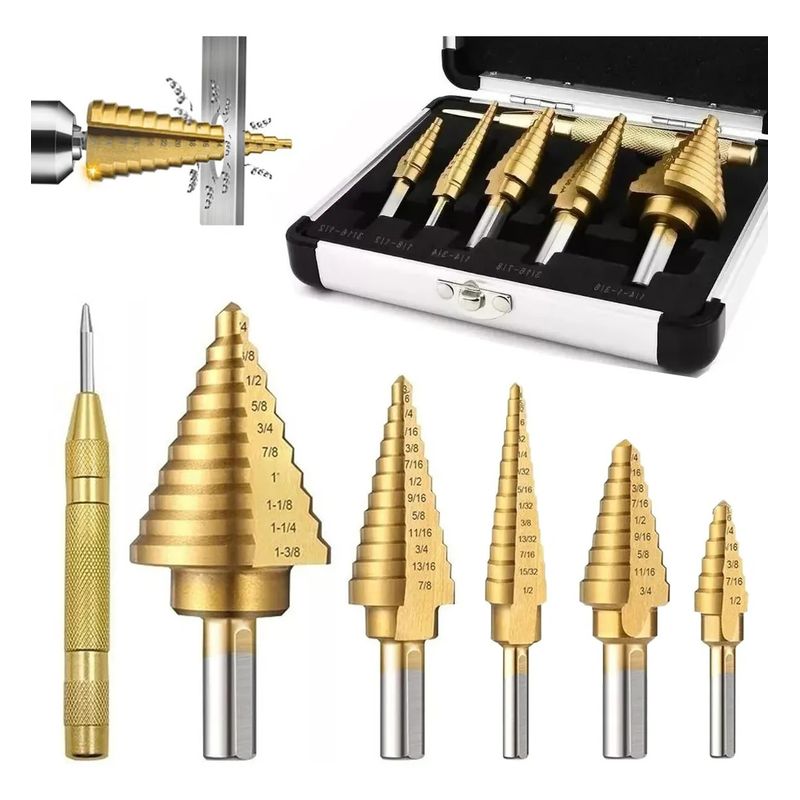 GENERICO - Brocas Escalonadas5pcs  Para Metal Punzón   Recubierto  Titanio18 To 1-38