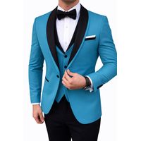 Traje de Cuatro piezas turquesa para Hombre