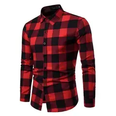 XPRESS RECHARGE - Camisa roja cuadrille 100 % algodon