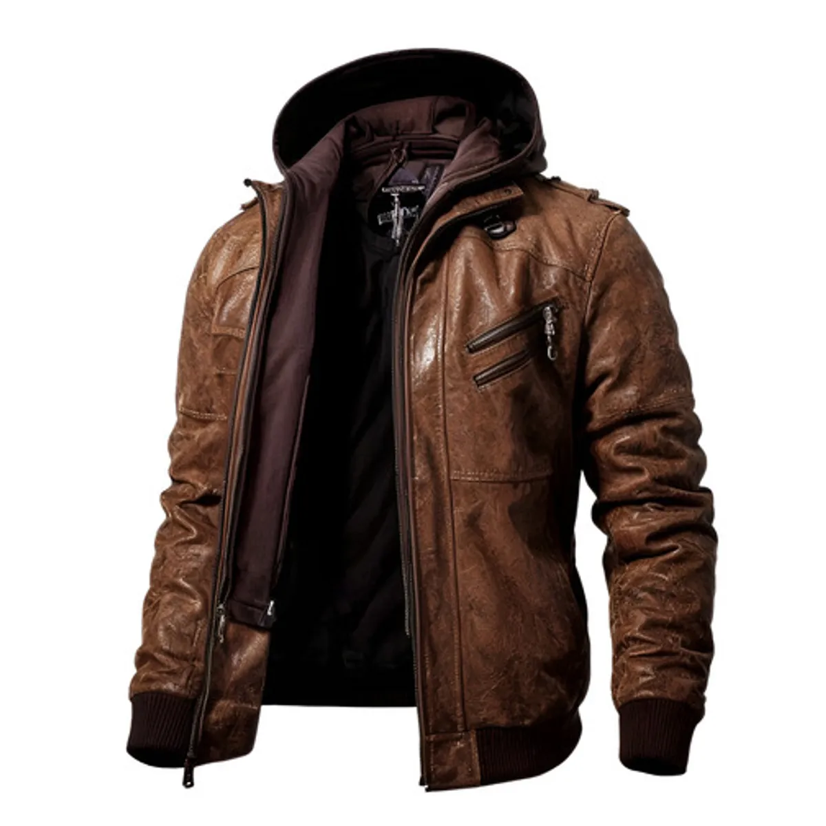 ROYAL - Chaqueta De Cuero Genuino Hombre