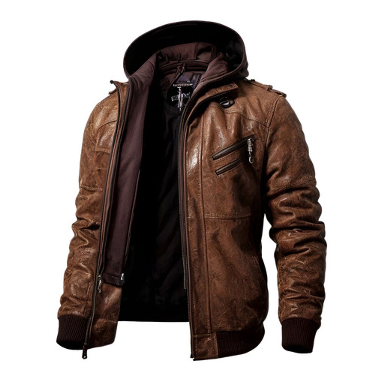 ROYAL - Chaqueta De Cuero Genuino Hombre