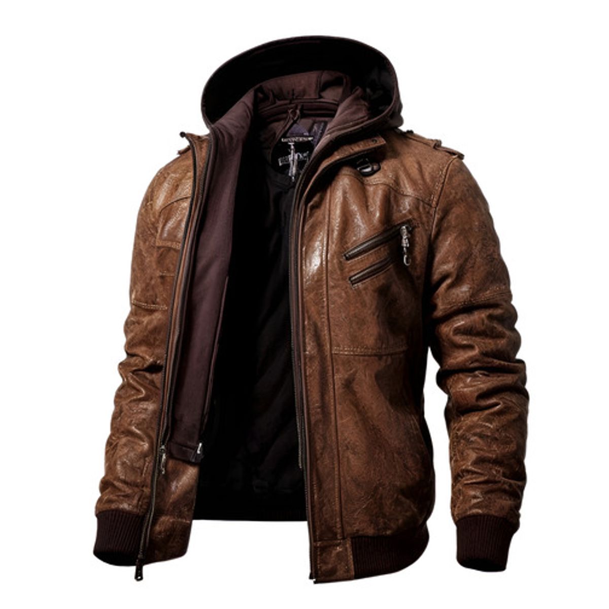 ROYAL - Chaqueta De Cuero Genuino Hombre