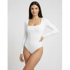 MABELLE - Body Mujer Cuello Cuadrado Manga Lisa