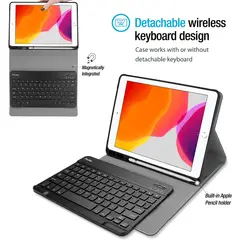 PUREPOWER - Funda con teclado y Mouse para iPad 9 8 o 7 10.2" - Negro.