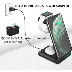 PUREPOWER - 3 en 1 Estación de Carga Inalambrica Rápida para iPhoneApple Watch