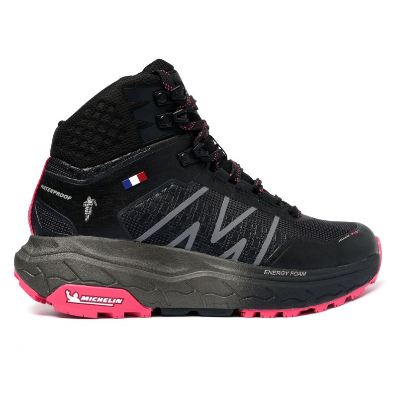 MICHELIN FOOTWEAR - Botín Outdoor Mujer Negro y Fucsia Impermeable Michelin Aw03