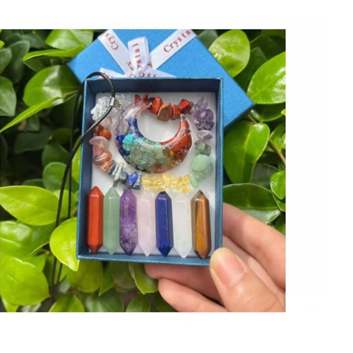GENERICO - Set 9 Piedras, collar pulsera de cuarzo Curativas Y Cristales Chakras